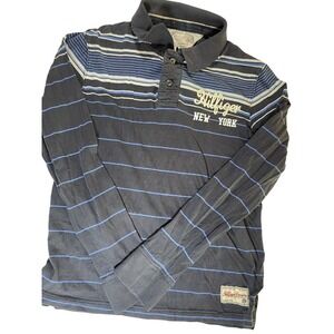 Retro Tommy Hilfinger Denim Striped Long Sleeve Polo Shirt.